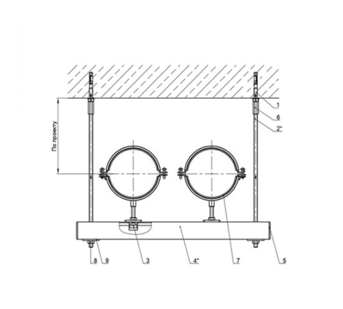 Крепления двух трубопроводов к перекрытию в Новополоцке