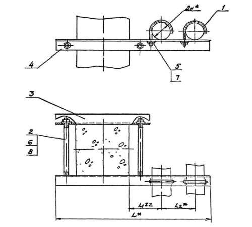 Крепления двух трубопроводов к колонне в Новополоцке