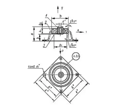 Амортизаторы приборные резинометаллические чашечные в Новополоцке
