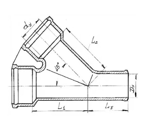 Косые чугунные тройники 45° в Новополоцке с доставкой по Беларуси